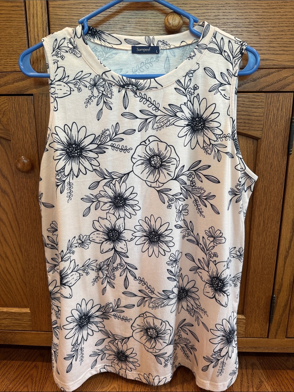 Sampeel Cream Floral Sleeveless Tank Top
